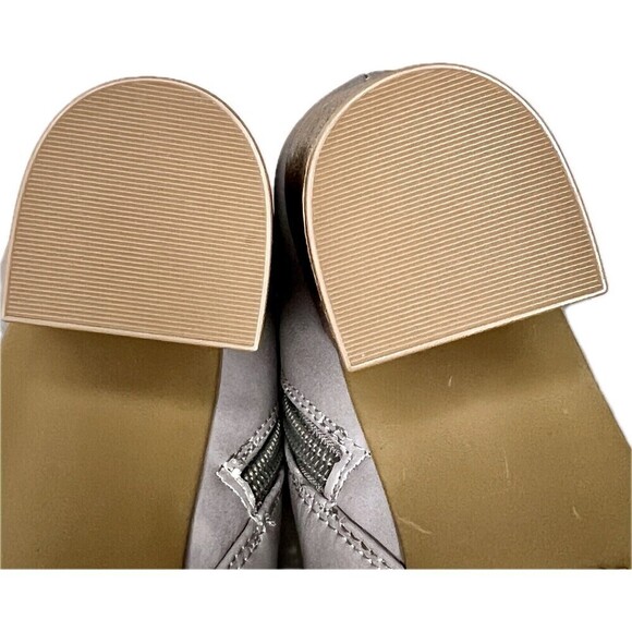 CL By Laundry Gray Lace Up Peep Toe Block Heel Sandals With Zip Closure Size 7M - Picture 3 of 9